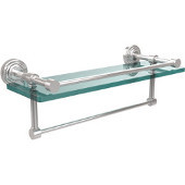  16 Inch Gallery Glass Shelf with Towel Bar, Polished Chrome