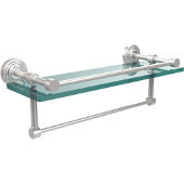  16 Inch Gallery Glass Shelf with Towel Bar, Satin Chrome