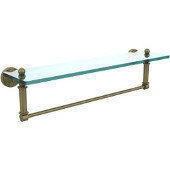  Waverly Place Collection 22 Inch Glass Vanity Shelf with Integrated Towel Bar, Antique Brass