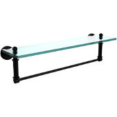  Waverly Place Collection 22 Inch Glass Vanity Shelf with Integrated Towel Bar, Matte Black