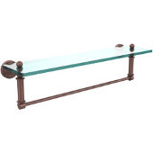  Waverly Place Collection 22 Inch Glass Vanity Shelf with Integrated Towel Bar, Antique Copper