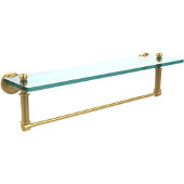  Waverly Place Collection 22 Inch Glass Vanity Shelf with Integrated Towel Bar, Unlacquered Brass