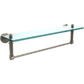  Waverly Place Collection 22 Inch Glass Vanity Shelf with Integrated Towel Bar, Antique Pewter