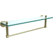 Waverly Place Collection 22 Inch Glass Vanity Shelf with Integrated Towel Bar, Satin Brass