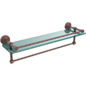 22 Inch Gallery Glass Shelf with Towel Bar, Antique Copper