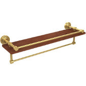  Waverly Place Collection 22 Inch IPE Ironwood Shelf with Gallery Rail and Towel Bar, Polished Brass