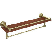  Waverly Place Collection 22 Inch IPE Ironwood Shelf with Gallery Rail and Towel Bar, Satin Brass