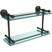  Waverly Place 16 Inch Double Glass Shelf with Gallery Rail, Oil Rubbed Bronze