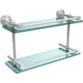  Waverly Place 16 Inch Double Glass Shelf with Gallery Rail, Polished Chrome
