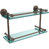  Waverly Place 16 Inch Double Glass Shelf with Gallery Rail, Venetian Bronze