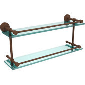  Waverly Place 22 Inch Double Glass Shelf with Gallery Rail, Antique Bronze