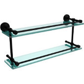  Waverly Place 22 Inch Double Glass Shelf with Gallery Rail, Matte Black