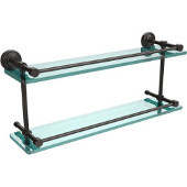  Waverly Place 22 Inch Double Glass Shelf with Gallery Rail, Oil Rubbed Bronze