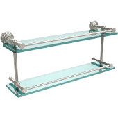  Waverly Place 22 Inch Double Glass Shelf with Gallery Rail, Polished Nickel