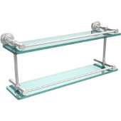  Waverly Place 22 Inch Double Glass Shelf with Gallery Rail, Satin Chrome