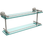  Waverly Place 22 Inch Double Glass Shelf with Gallery Rail, Satin Nickel