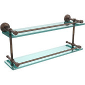  Waverly Place 22 Inch Double Glass Shelf with Gallery Rail, Venetian Bronze
