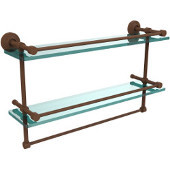  22 Inch Gallery Double Glass Shelf with Towel Bar, Antique Bronze