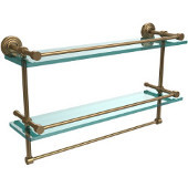  22 Inch Gallery Double Glass Shelf with Towel Bar, Brushed Bronze