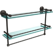  22 Inch Gallery Double Glass Shelf with Towel Bar, Oil Rubbed Bronze