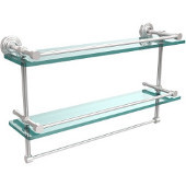  22 Inch Gallery Double Glass Shelf with Towel Bar, Satin Chrome