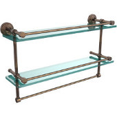  22 Inch Gallery Double Glass Shelf with Towel Bar, Venetian Bronze