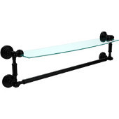  Waverly Place Collection 24 Inch Glass Vanity Shelf with Integrated Towel Bar, Matte Black