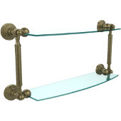  Waverly Place Collection 18'' Double Glass Shelf, Premium Finish, Antique Brass