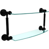  Waverly Place Collection 18 Inch Two Tiered Glass Shelf, Matte Black