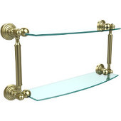  Waverly Place Collection 18'' Double Glass Shelf, Premium Finish, Satin Brass