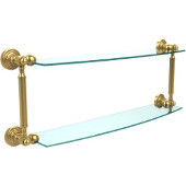  Waverly Place Collection 24 Inch Two Tiered Glass Shelf, Unlacquered Brass