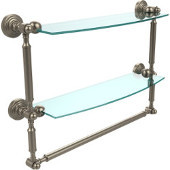  Waverly Place Collection 18'' Double Shelf with Towel Bar, Premium Finish, Antique Pewter
