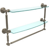  Waverly Place Collection 24'' Double Shelf with Towel Bar, Premium Finish, Antique Pewter