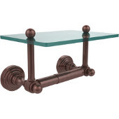  Waverly Place Collection Two Post Toilet Tissue Holder with Glass Shelf, Antique Copper