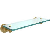  Washington Square Collection 16 Inch Glass Vanity Shelf with Beveled Edges, Unlacquered Brass
