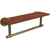  Washington Square Collection 16 Inch Solid IPE Ironwood Shelf with Integrated Towel Bar, Brushed Bronze