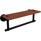  Washington Square Collection 16 Inch Solid IPE Ironwood Shelf with Integrated Towel Bar, Matte Black