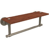  Washington Square Collection 16 Inch Solid IPE Ironwood Shelf with Integrated Towel Bar, Antique Pewter