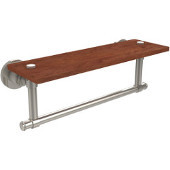  Washington Square Collection 16 Inch Solid IPE Ironwood Shelf with Integrated Towel Bar, Polished Nickel