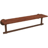  Washington Square Collection 22 Inch Solid IPE Ironwood Shelf with Integrated Towel Bar, Antique Bronze