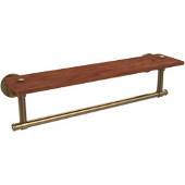  Washington Square Collection 22 Inch Solid IPE Ironwood Shelf with Integrated Towel Bar, Brushed Bronze