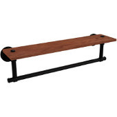  Washington Square Collection 22 Inch Solid IPE Ironwood Shelf with Integrated Towel Bar, Matte Black