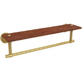  Washington Square Collection 22 Inch Solid IPE Ironwood Shelf with Integrated Towel Bar, Polished Brass