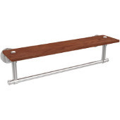  Washington Square Collection 22 Inch Solid IPE Ironwood Shelf with Integrated Towel Bar, Polished Chrome
