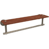  Washington Square Collection 22 Inch Solid IPE Ironwood Shelf with Integrated Towel Bar, Antique Pewter