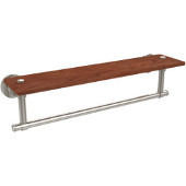 Washington Square Collection 22 Inch Solid IPE Ironwood Shelf with Integrated Towel Bar, Polished Nickel