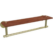  Washington Square Collection 22 Inch Solid IPE Ironwood Shelf with Integrated Towel Bar, Satin Brass