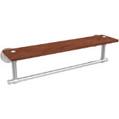  Washington Square Collection 22 Inch Solid IPE Ironwood Shelf with Integrated Towel Bar, Satin Chrome