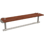  Washington Square Collection 22 Inch Solid IPE Ironwood Shelf with Integrated Towel Bar, Satin Nickel