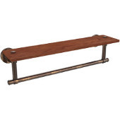  Washington Square Collection 22 Inch Solid IPE Ironwood Shelf with Integrated Towel Bar, Venetian Bronze